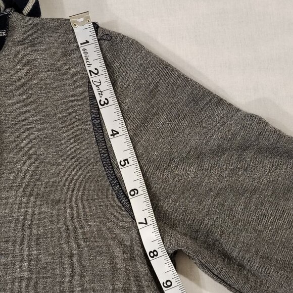 Weekend by Chico's Striped Collar Top Sz 0 (S/M) Cowl Neck Gray Blue Long Sleeve - Picture 13 of 16